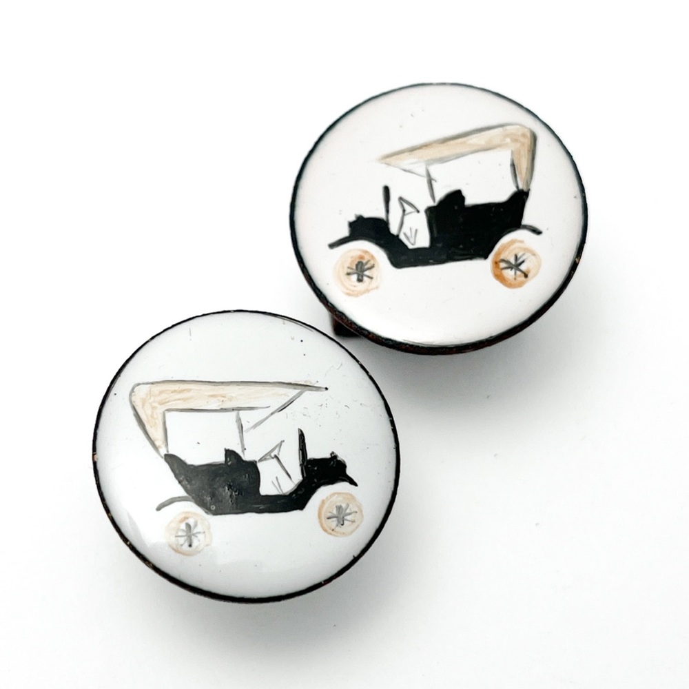 Vintage Enamel on Copper Golf Cufflinks